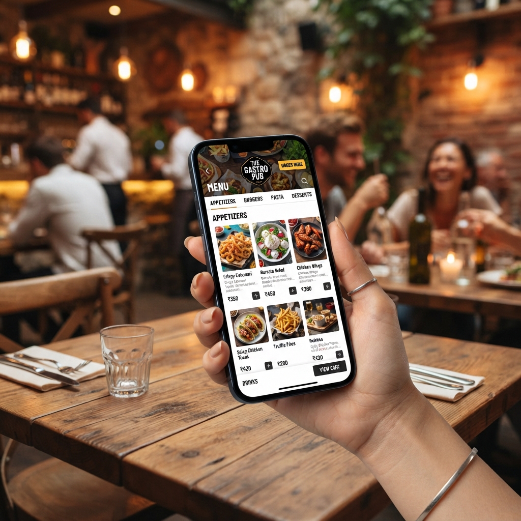 QR menü kullanan restoran müşterisi